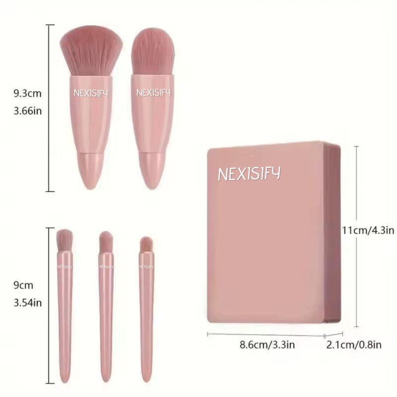 Portable travel makeup brush set with mirror