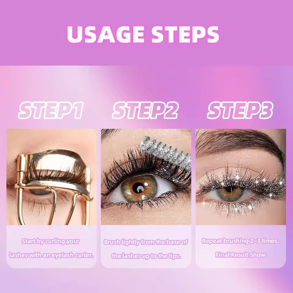 1 tube of diamond mascara, waterproof, shiny lashes, quick drying, long-lasting curl, dense lashes