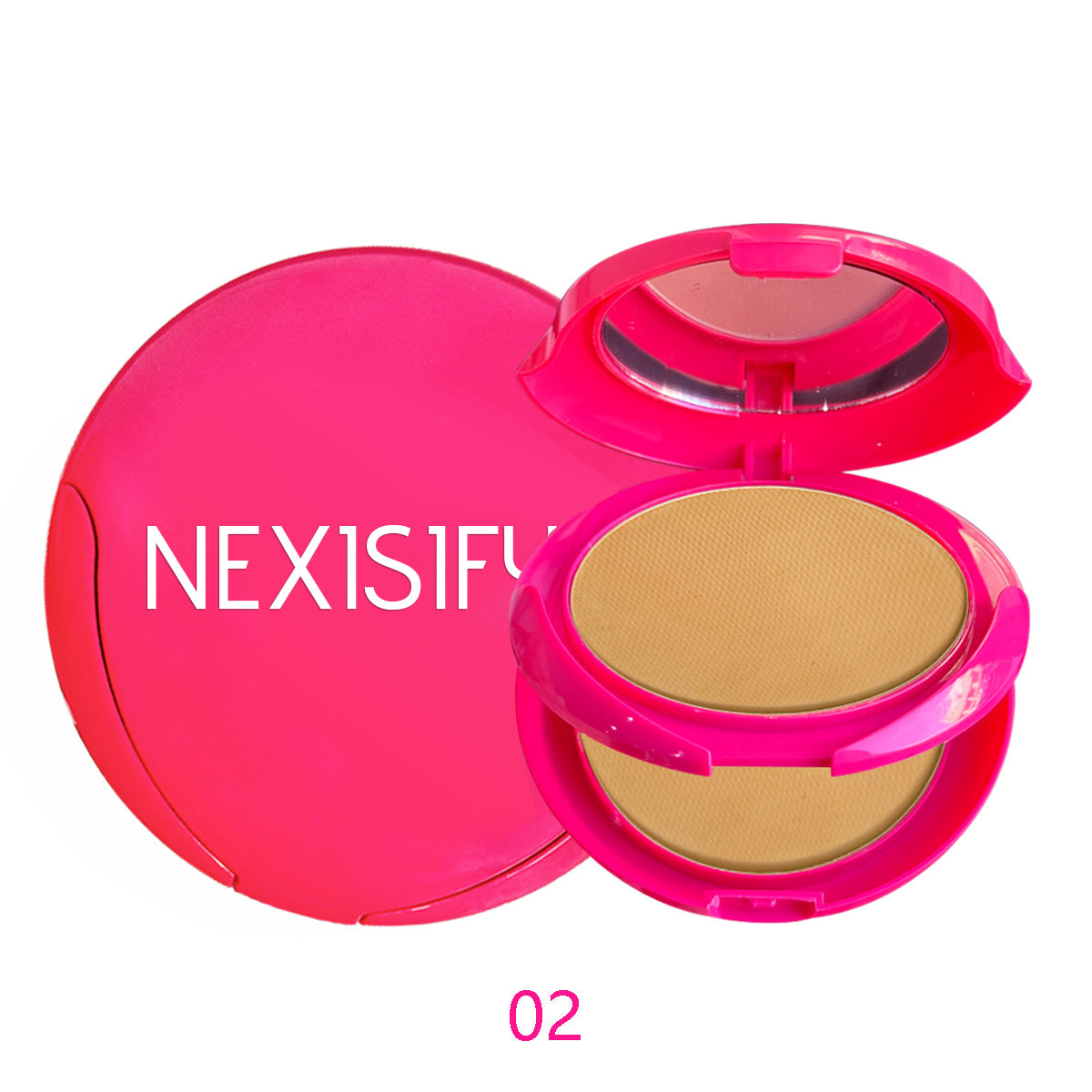 Double-layered powder compact with puff for natural coverage, deep color pressed powder