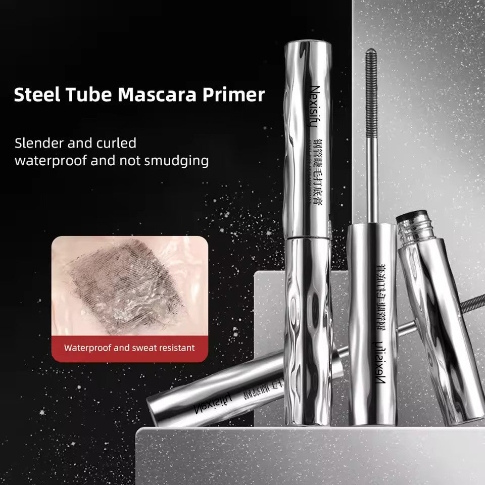 Metallic iron mascara, waterproof, black, lengthening, curling eyelashes