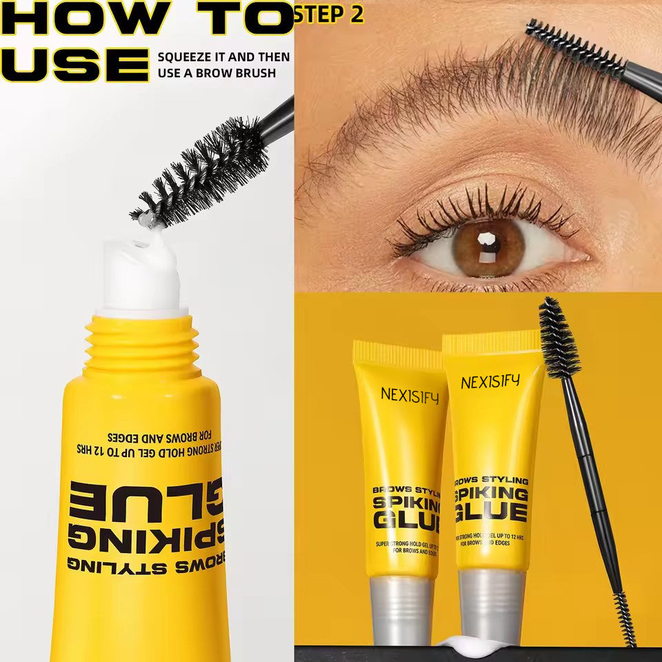 Super strong hair gel, dual-ended brush design, transparent film formation, long-lasting shaping