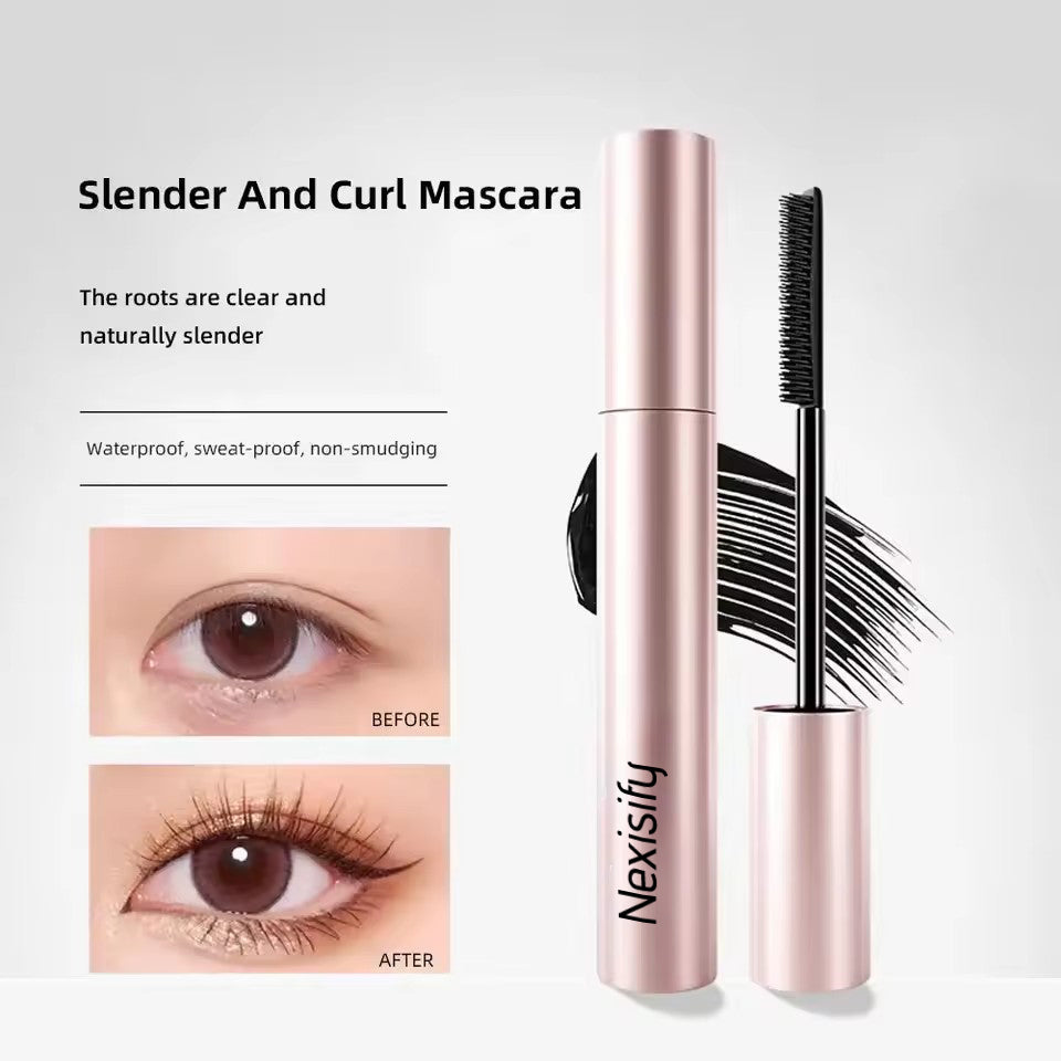 Velvet fiber ultra-fine brush head, lengthens lashes, water-resistant quick drying, curling mascara