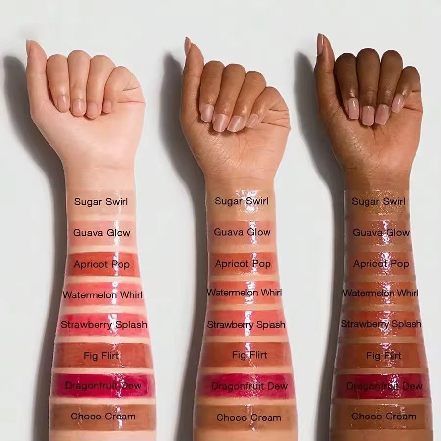 Lip gloss with mirror-like glass finish, jelly lip color oil that reduces lip lines