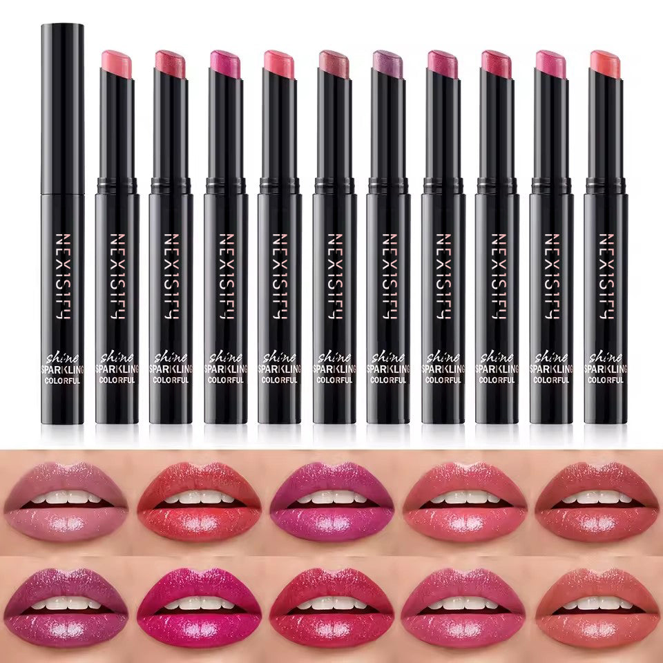 Diamond pearl lipstick, water-resistant, does not easily fade, cup-shaped matte velvet finish