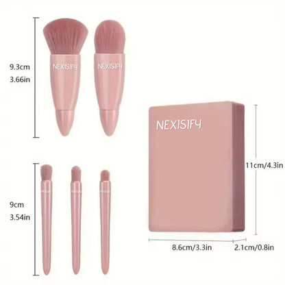 Portable travel makeup brush set with mirror