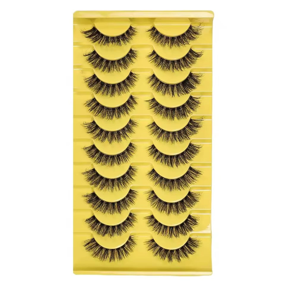 10 pairs of naturally long lashes, Russian strip lashes, 3D cat-eye lashes