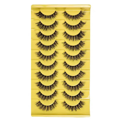 10 pairs of naturally long lashes, Russian strip lashes, 3D cat-eye lashes