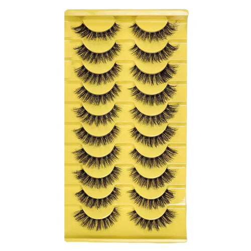 10 pairs of naturally long lashes, Russian strip lashes, 3D cat-eye lashes