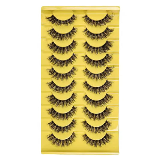 10 pairs of naturally long lashes, Russian strip lashes, 3D cat-eye lashes