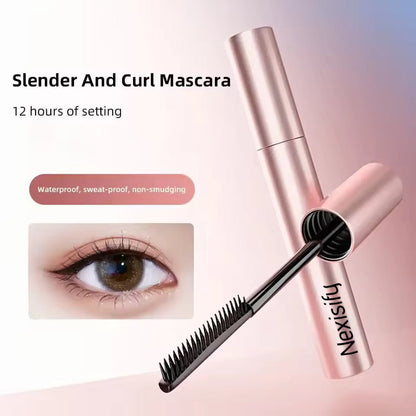 Velvet fiber ultra-fine brush head, lengthens lashes, water-resistant quick drying, curling mascara