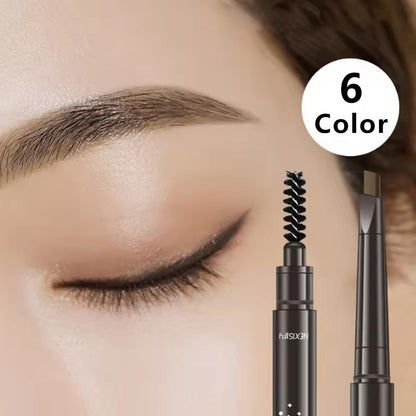 Six-color eyebrow pencil with brush tip, waterproof and smooth