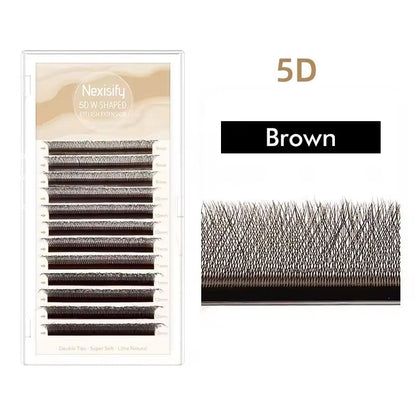 Natural brown W-shaped 2D, 3D, 4D, 5D soft fan-shaped eyelashes