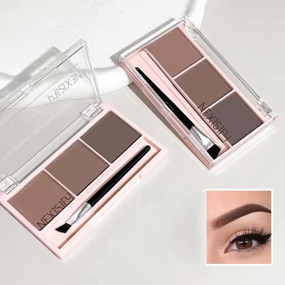 5G three-color eyebrow powder, natural and long-lasting, fine texture, water and sweat resistant