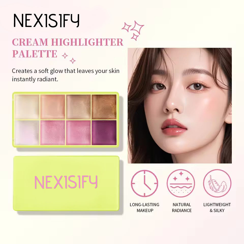 8-color highlighter/eyebrow/blush palette, waterproof, facial contour makeup