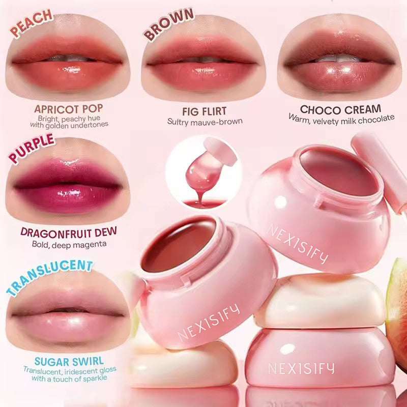 Lip gloss with mirror-like glass finish, jelly lip color oil that reduces lip lines