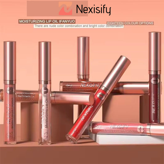 Matte velvet lip gloss deep red-brown liquid lipstick long-lasting waterproof