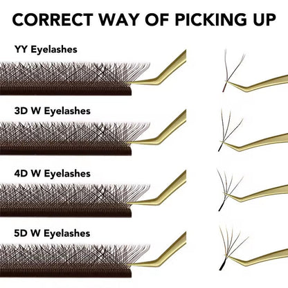 Natural brown W-shaped 2D, 3D, 4D, 5D soft fan-shaped eyelashes