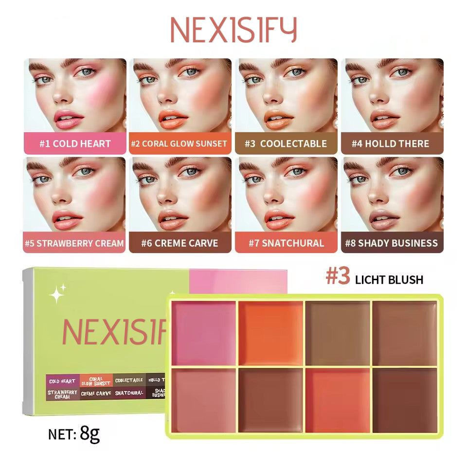8-color highlighter/eyebrow/blush palette, waterproof, facial contour makeup