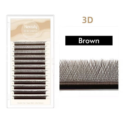 Natural brown W-shaped 2D, 3D, 4D, 5D soft fan-shaped eyelashes
