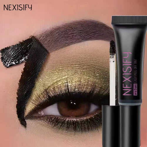 Waterproof peel-off eyebrow gel with templates, lasting up to 3 days, smudge-proof