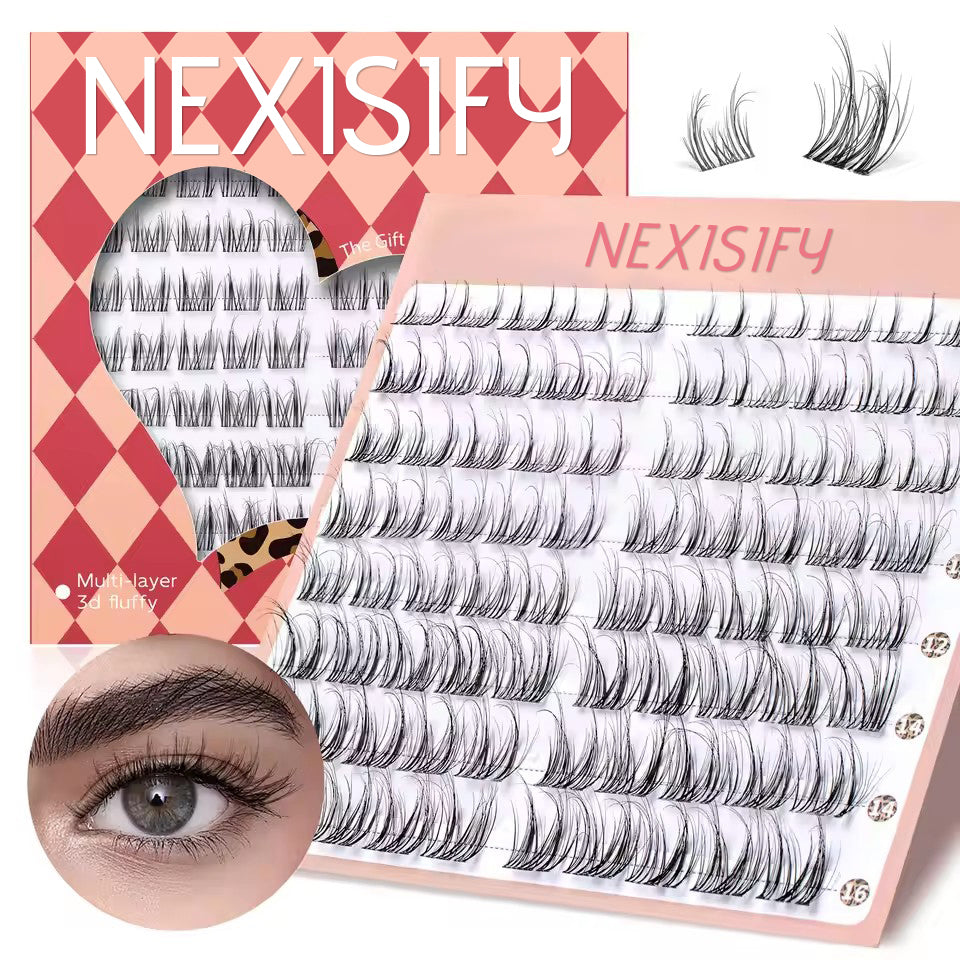 0.05 millimeter fiber eyelash clusters, 0.1 millimeter ultra-fine invisible lash extensions, 8-16 millimeter individual lashes