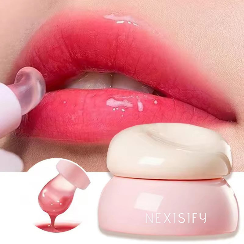 Lip gloss with mirror-like glass finish, jelly lip color oil that reduces lip lines