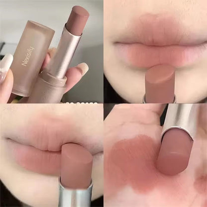 Nude peach lipstick, velvet matte lip gloss, moisturizing, waterproof, long-lasting
