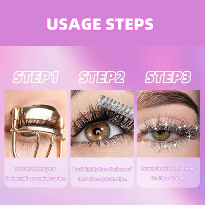 1 tube of diamond mascara, waterproof, shiny lashes, quick drying, long-lasting curl, dense lashes