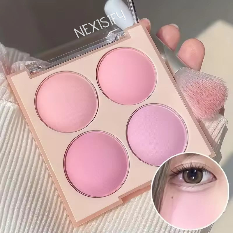 Matte blush palette, water-resistant and long-lasting, suitable for face and eyes.