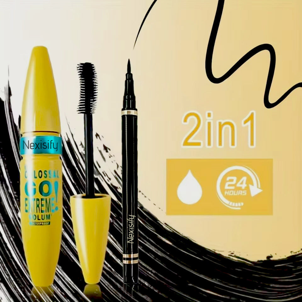 Combining mascara and eyeliner for a smooth, long-lasting, and waterproof eye makeup look.