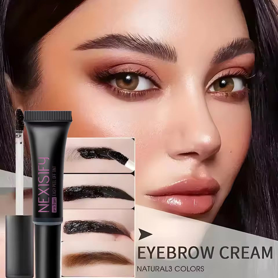 Waterproof peel-off eyebrow gel with templates, lasting up to 3 days, smudge-proof