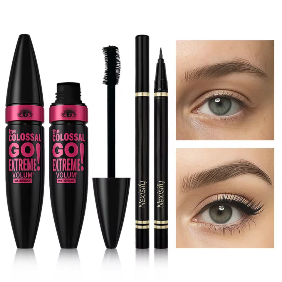 Combining mascara and eyeliner for a smooth, long-lasting, and waterproof eye makeup look.