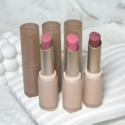 Nude peach lipstick, velvet matte lip gloss, moisturizing, waterproof, long-lasting