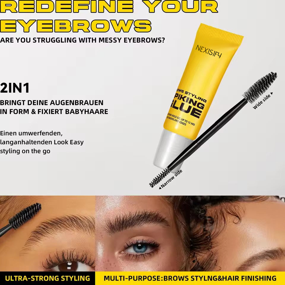 Super strong hair gel, dual-ended brush design, transparent film formation, long-lasting shaping