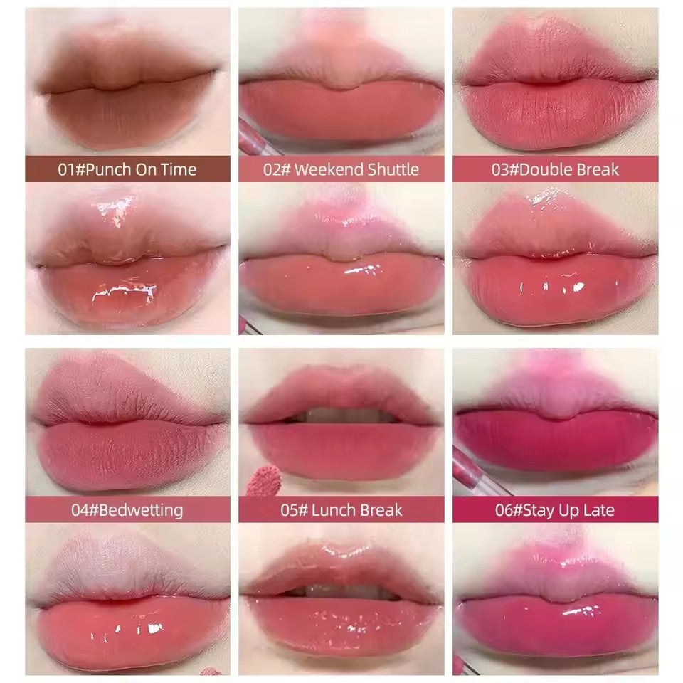 Double-ended lip gloss, mirror-like glossy lip lacquer, matte lipstick