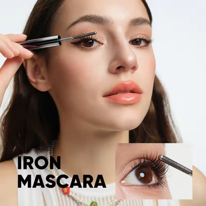 Waterproof mascara with curled, dense, well-defined, and long-lasting effects.