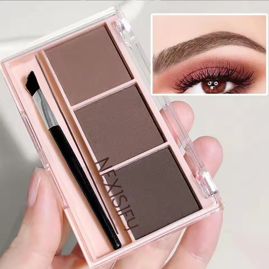 5G three-color eyebrow powder, natural and long-lasting, fine texture, water and sweat resistant