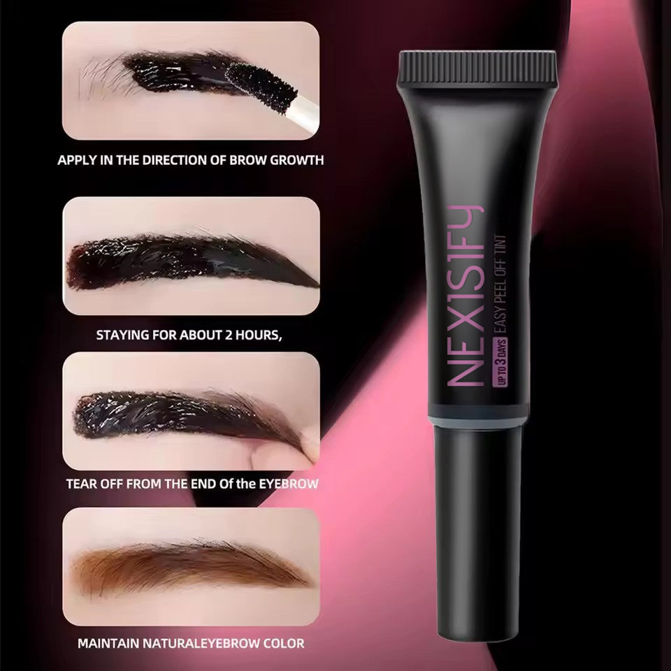 Waterproof peel-off eyebrow gel with templates, lasting up to 3 days, smudge-proof