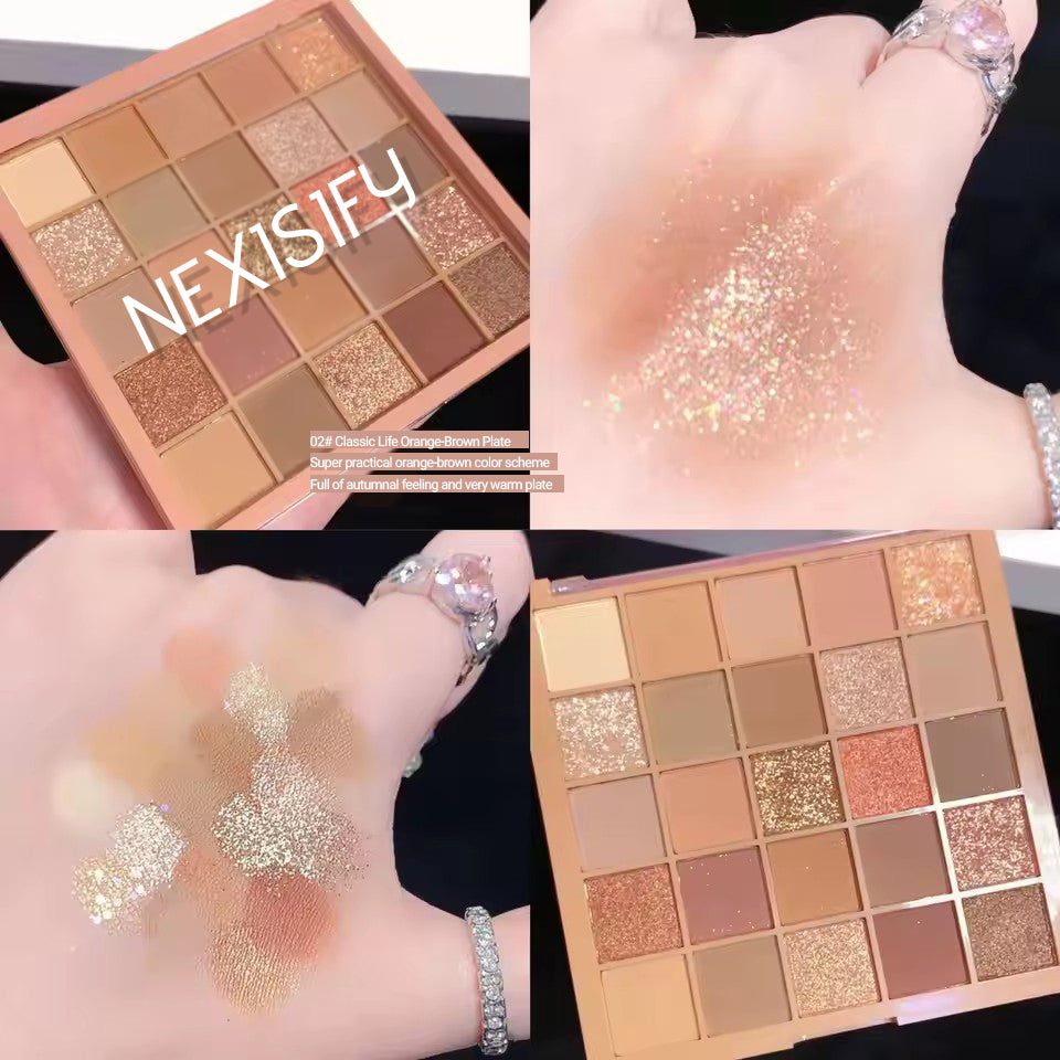 A 25-color eyeshadow palette featuring cool, low-saturation pearl matte shades