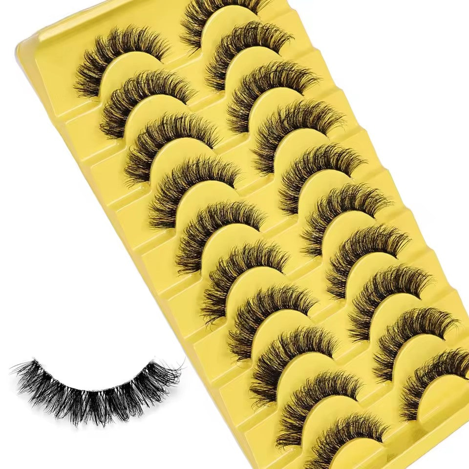 10 pairs of naturally long lashes, Russian strip lashes, 3D cat-eye lashes