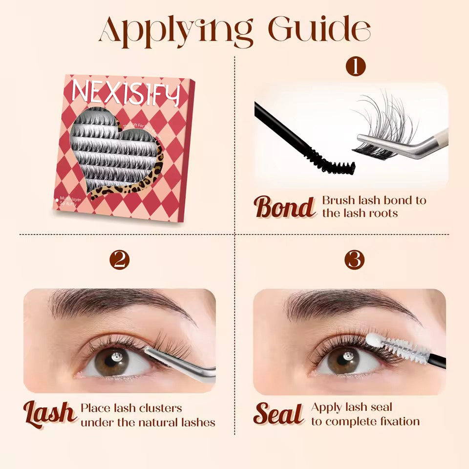 0.05 millimeter fiber eyelash clusters, 0.1 millimeter ultra-fine invisible lash extensions, 8-16 millimeter individual lashes