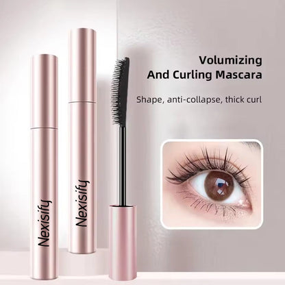 Velvet fiber ultra-fine brush head, lengthens lashes, water-resistant quick drying, curling mascara