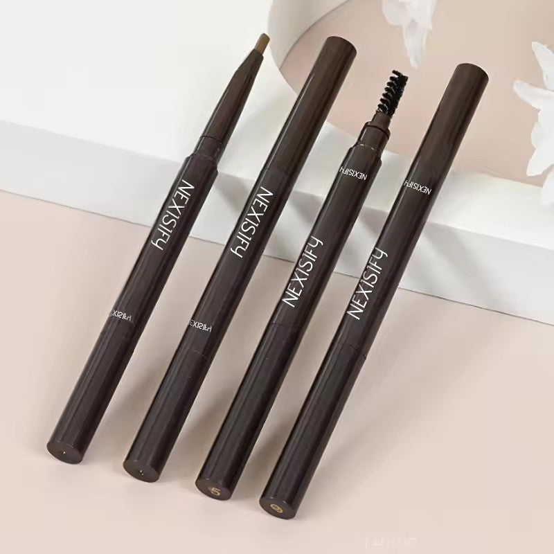 Six-color eyebrow pencil with brush tip, waterproof and smooth
